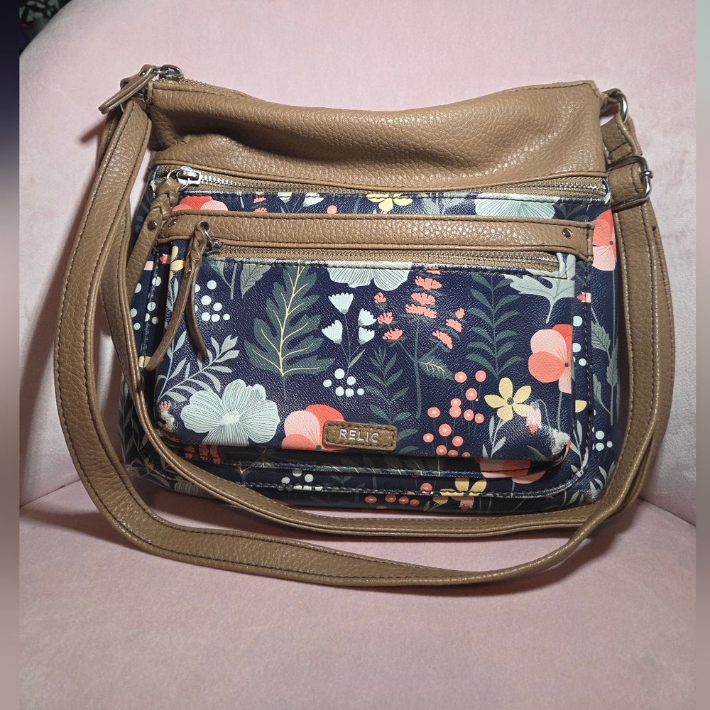 Relic Brown and Floral Shoulder Bag